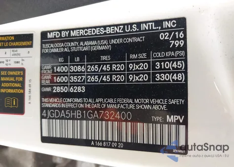 2016 Mercedes-Benz Gle 350 4Matic z USA, uszkodzony, nr VIN 4JGDA5HB1GA732400